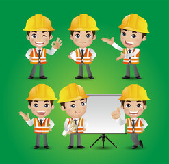 Profession - builder. worker. engineer with different poses