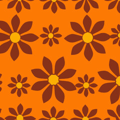 Wall Mural - A creative illustration of an orange floral wallpaper