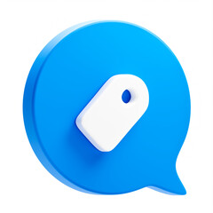 Wall Mural - promotion sale coupon price tag 3d icon label isolated on png background with blue speech bubble mes