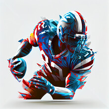 Colourful American Football Player Generative AI Illustration
