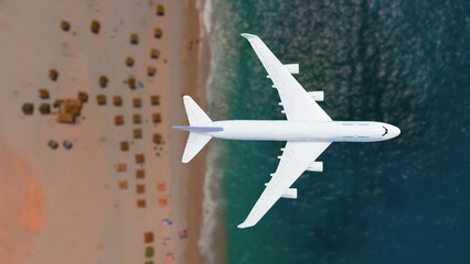 plane above the ground. Aerial city view