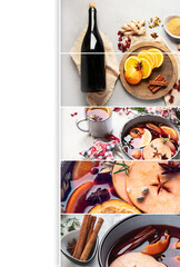 Wall Mural - Collage of mulled wine with spice and citrus fruit.