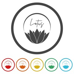 Wall Mural - Lotus logo. Set icons in color circle buttons