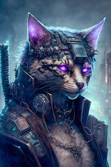 Wall Mural - steampunk cat with glasses