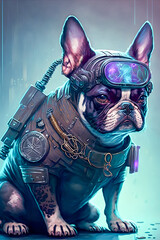 Wall Mural - steampunk bulldog with glasses