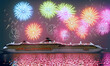 Cruise ship and Fireworks show - digital illustration
