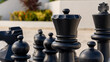 A black Rook chess piece ready to move against an opponent