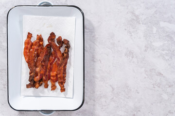 Wall Mural - Cooking bacon strips