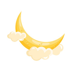 Sticker - crescent moon in clouds