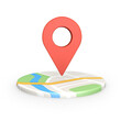 © Evandro Lima - Red location pin sign icon and gps navigation map road direction with find route mark travel destination navigator. 3D rendering
