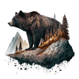 Fototapeta  - grizzly brown bear in the wilderness visualization on isolated background