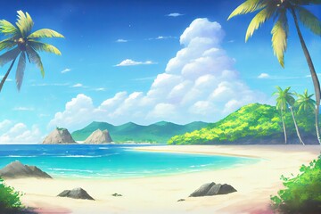 Wall Mural - tropical beach - a nondescript deserted beach in an exotic location in the tropics. idyllic island s