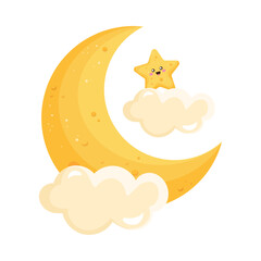 Sticker - crescent moon and star