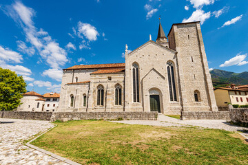 Wall Mural - Venzone, medieval Cathedral, Church of St. Andrew the Apostle, 1308. Destroyed by the 1976 earthquake and the Baptistery or Chapel of San Michele. Udine province, Friuli-Venezia Giulia, Italy, Europe.