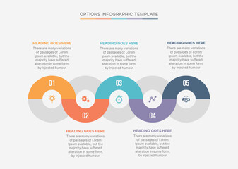 Vector five steps options circle business infographic modern design template