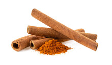 Cinnamon Sticks Stacked And Powder On Transparent Png