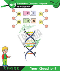 Wall Mural - Biology, DNA helix, DNA replication, next generation question template, dumb physics figures, exam question, eps