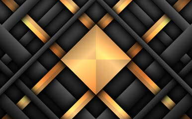 Black and gold modern technology geometric background
