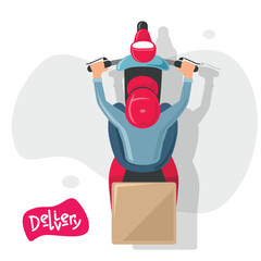 Delivery boy top view vector illustration