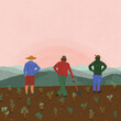 © ADDICTIVE STOCK - Vector image of men admiring nature after work in farmland
