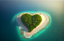 Heart Shaped Island In The Ocean - Valentine Heart