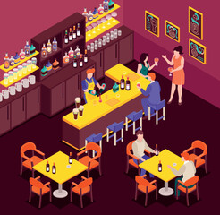 Poster - Isometric Barman Illustration