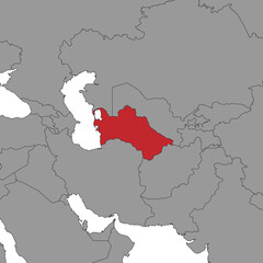  Turkmenistan on world map. Vector illustration.