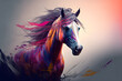 Illustrative abstract design of a horse. Multicolored painting. Generative AI.