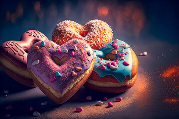 Poster - Valentine's Day doughnuts. Generative AI