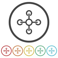 Sticker - Drone logo. Set icons in color circle buttons