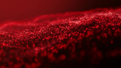 abstract red particle wave and light abstract background ,animation cyber or technology bokeh backgr