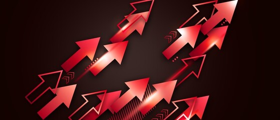 Wall Mural - red modern abstract arrows moving at high speed