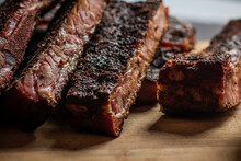 Close-up Of Barbecued Baby-back Pork Ribs