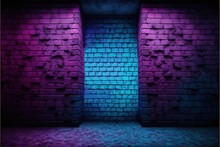 4K Resolution Or Higher, Modern Futuristic Neon Old Grunge Stone Bricked Detailed Wall. Generative AI Technology