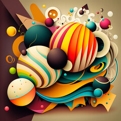 Abstract futuristic contemporary modern cosmic design in cartoon style.