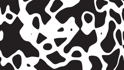 Black and white cow pattern animal skin texture. Abstract round shapes background design.