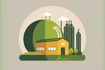 Icon for a biogas facility. Environmental protection, alternative energy, and the eco sector. flat styled isolated image. Generative AI