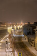 Moscow, Russia - December 27, 2022: Cold and deserted Moscow street on a snowy winter evening