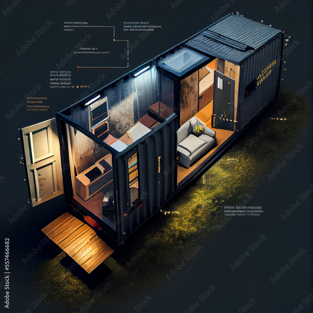 Illustration of Compact Urban Off-Grid Apartments
