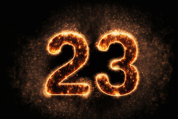 Wall Mural - burning number 23 new year design