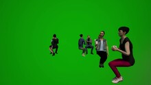 3d Group Of Different European Businessmen And Women On Green Screen Background Sitting And Talking On Mobile Phone At Party And Work In Chroma