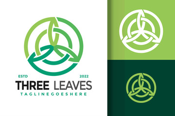Wall Mural - Three Leaf Logo Design Vector Illustration Template