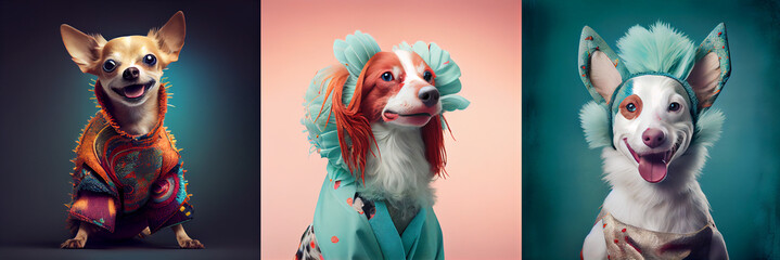 Wall Mural - Cute dog in funny costume illustration