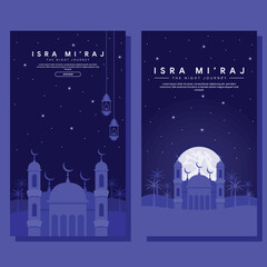 Wall Mural - isra miraj vertical banner illustration in flat design