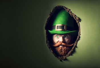 Wall Mural - Close up on leprechaun's green hat for Saint Patrick's day festivity for irish holidays in Irland, ai generative ai with copy space