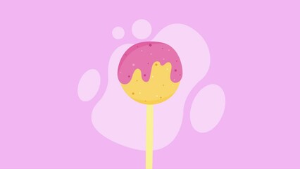 Wall Mural - sweet yellow lollipop candy animation