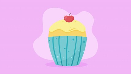 Poster - sweet cupcake with cherry animation