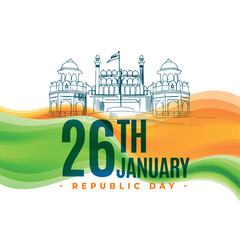 Wall Mural - indian monument red fort design for republic day celebration