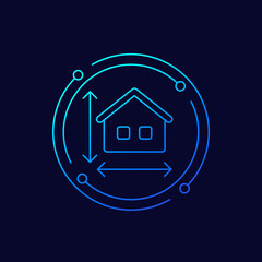 Poster - building size icon with a house, linear design