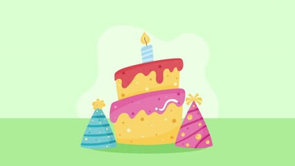 Poster - happy birthday cake with hats